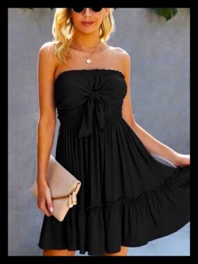 💕Boho Tie Front Ruffle Hem Tube Dress NIP💕